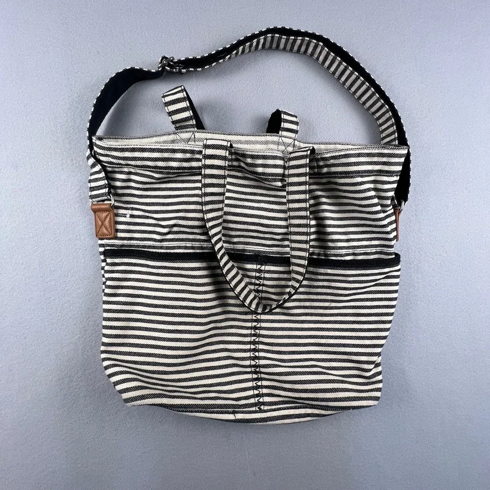 Thirty-One Retro Metro Crossbody Bag Striped Canvas Tote Summer Sailor